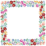 Colorful square frame made from Hungarian embroidery pattern