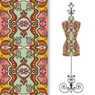 Vector seamless geometric pattern with vintage tailor&#039;s dummy for N4