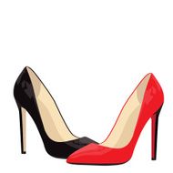 red and black shoes