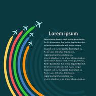 Set of aircraft on a blue background with bright trails Vector