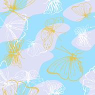 Sunny seamless pattern with butterflies