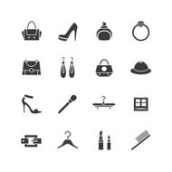 Clothes and fashion icons set Bag girls shop shopping symbols N9