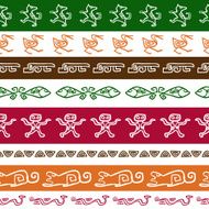 Seamless ethnic pattern with green red orange color animality ornament N2