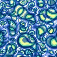 Abstract seamless blue paisley pattern