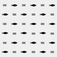 Geometric simple monochrome minimalistic vector marine pattern fish N7