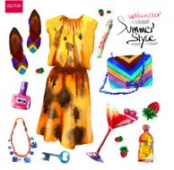 set of trendy look watercolor N6