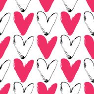 Heart grunge seamless pattern on white background