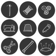 Set of hand drawn needle work icons N2