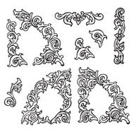 Set of Hand drawing ornamental decorative elements Carving style