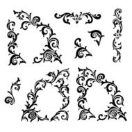 Set of Hand drawing ornamental decorative elements Carving style N2