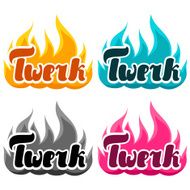 Burning word twerk illustration for dancing studio