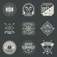 Retro design insignias logotypes set 7 Vector vintage elements