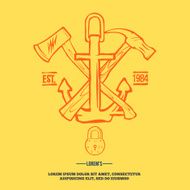 Vintage design elements labels anchor with crossed axe and humme