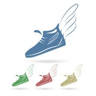 Speeding running shoe icons
