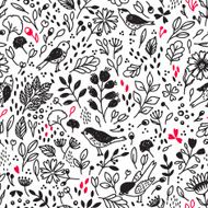 Pattern with flower and birds N2