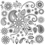 Ethnic Mehndi Flowers Elements N2