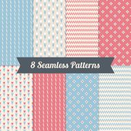 Set of Seamless Patterns with Flowers Stripes and Chevron