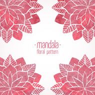Watercolor pink lace floral patterns on white background Vector N2