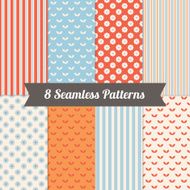 Set of Geometric Patterns with Stripes Flowers and Leaves
