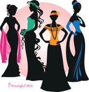 Silhouette of beautiful ledi in elegant dresses N2