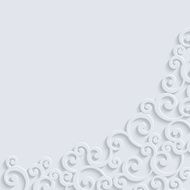 Vector White 3d Vintage Invitation Card with Floral Damask Pattern N2