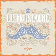 Hand drawn vintage label with a moustache and hand lettering N2