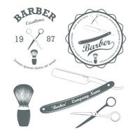 Vector set of vintage retro barber supplies