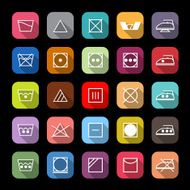 Fabric care line icons with long shadow