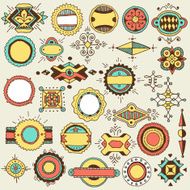 Hand drawn vintage doodle rounded color design elements Vector illustration N2