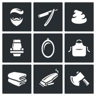 Male salon haircut beard mustache and hairstyle icons set