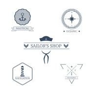 Set of nautical badges Vintage sailor label collection Hipster icons