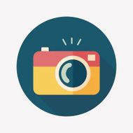 camera flat icon with long shadow N56
