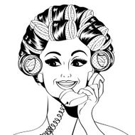 Woman with curlers in their hair talking at phone N7