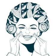 Woman with curlers in their hair N14
