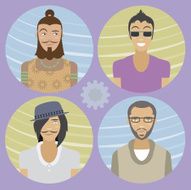 Set of four cartoon avatars - men 01