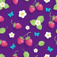 Strawberry seamless pattern on violet