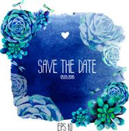 Vintage succulents design with watercolor background N4
