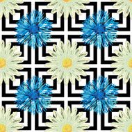 Seamless camomiles and cornflowers pattern