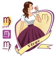 Vector zodiac set for horoscope with retro girls Virgo