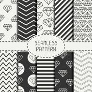 Set of hipster fashion geometric seamless pattern with diamond Chevron