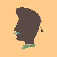 Hipster silhouette head on colored background