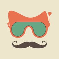 Vintage hipster sunglasses and mustache vector object N6