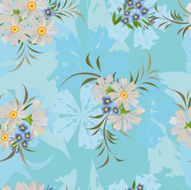 Vector repeating pattern with daisies and forget-me-nots N2