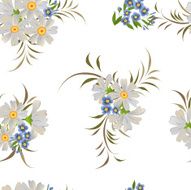 Vector repeating pattern with daisies and forget-me-nots N3