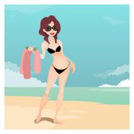 Girl in the beach illustration N11