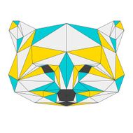 Abstract raccoon isolated on white background Polygonal triangle geometric illustration