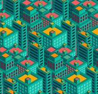 modern city geometry seamless pattern vector illustration