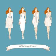 Wedding draw dresses set Bridal vector