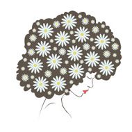 abstract tender flowers hair - Illustration