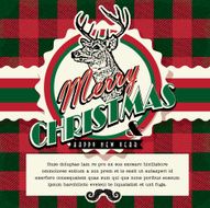 Merry Christmas vintage flannel greeting design with